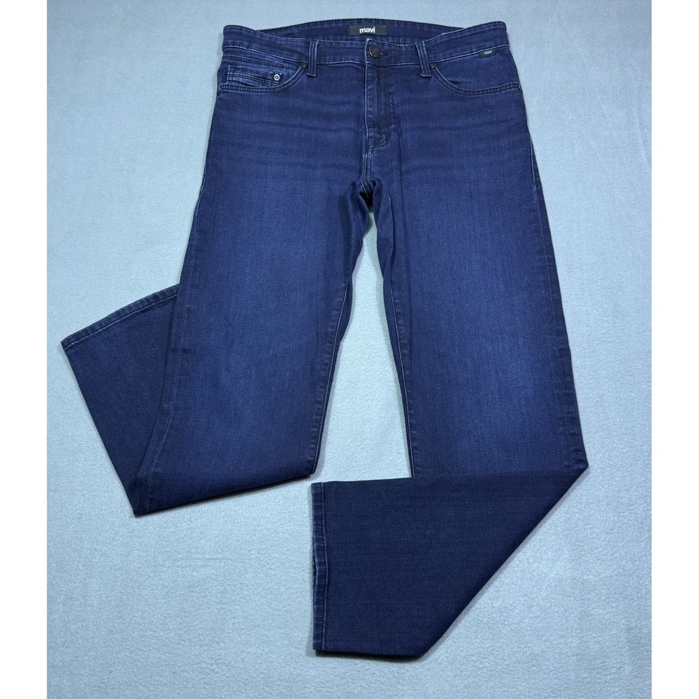 Mavi Jeans Mens 34x32 Zach Regular Straight Leg Indigo Stretch USA Normcore